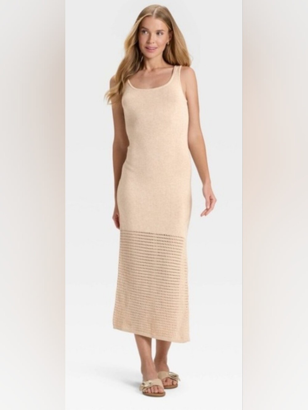 Beach Vibe Beige Knit Dress